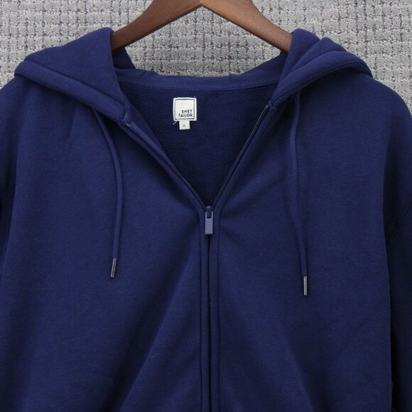 Swet Tailor Hoodie Mens XL Navy Blue Drawstring Full Zip Stretch Fleece NWT - Picture 6 of 9